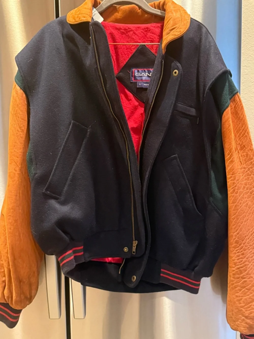 Vintage Gant Colorblock Wool Varsity Jacket Leather Sleeves - Picture 9 of 15